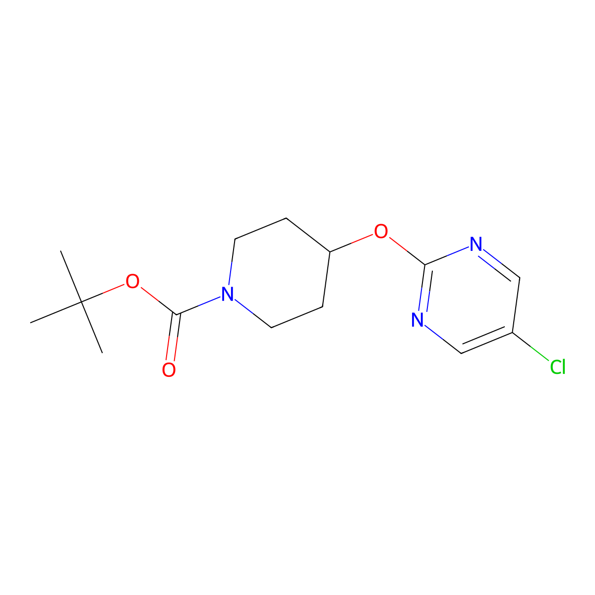 tert-Butyl 4-((5-chloropyrimidin-2-yl)oxy)piperidine-1-carboxylate molecular structure, CAS 1261233-22-0