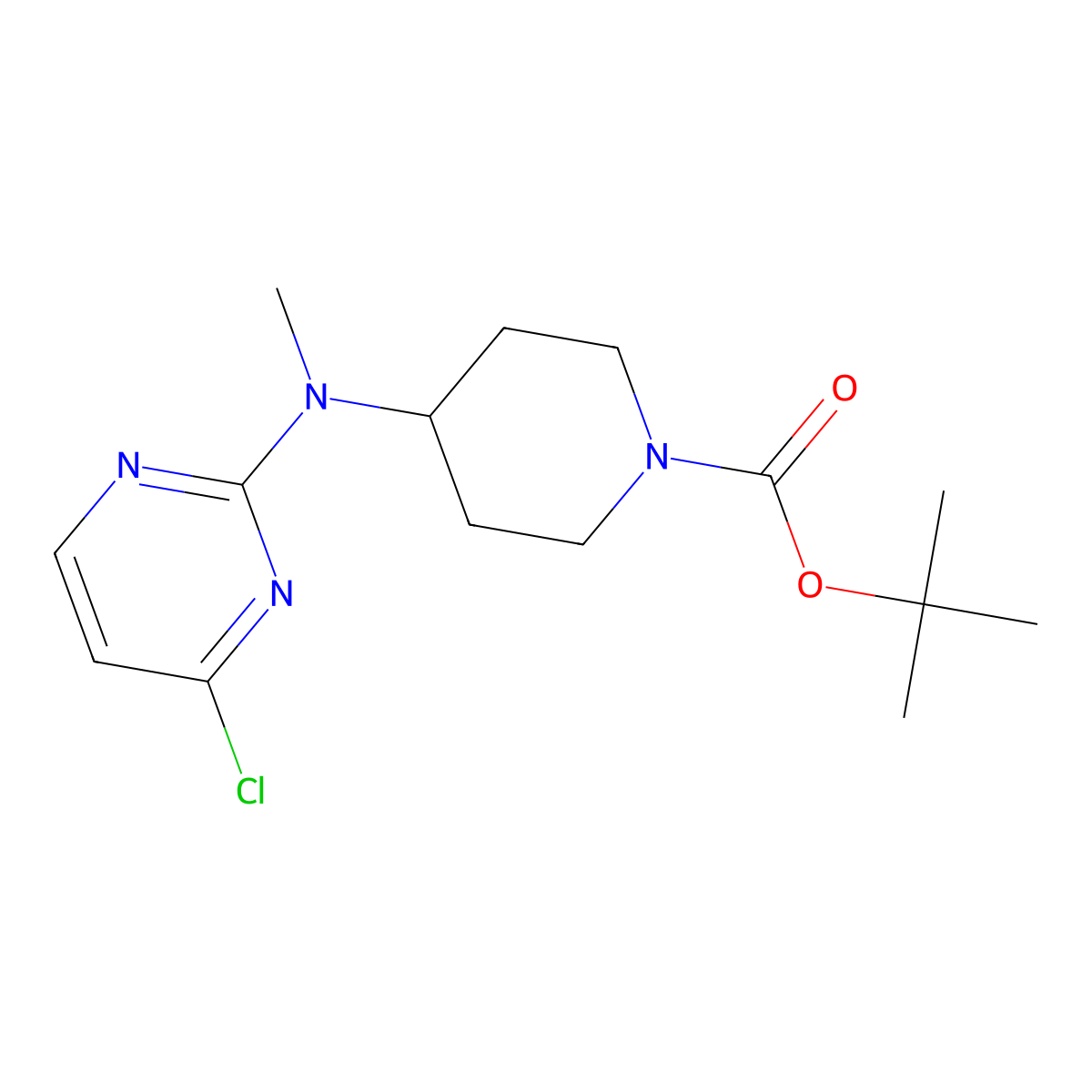 Tert-butyl 4-((4-chloropyrimidin-2-yl)(methyl)amino)piperidine-1-carboxylate molecular structure, CAS 1261233-28-6