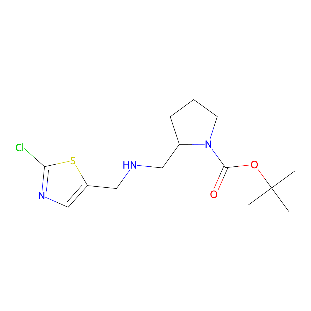 tert-Butyl 2-((((2-chlorothiazol-5-yl)methyl)amino)methyl)pyrrolidine-1-carboxylate molecular structure, CAS 1261233-34-4