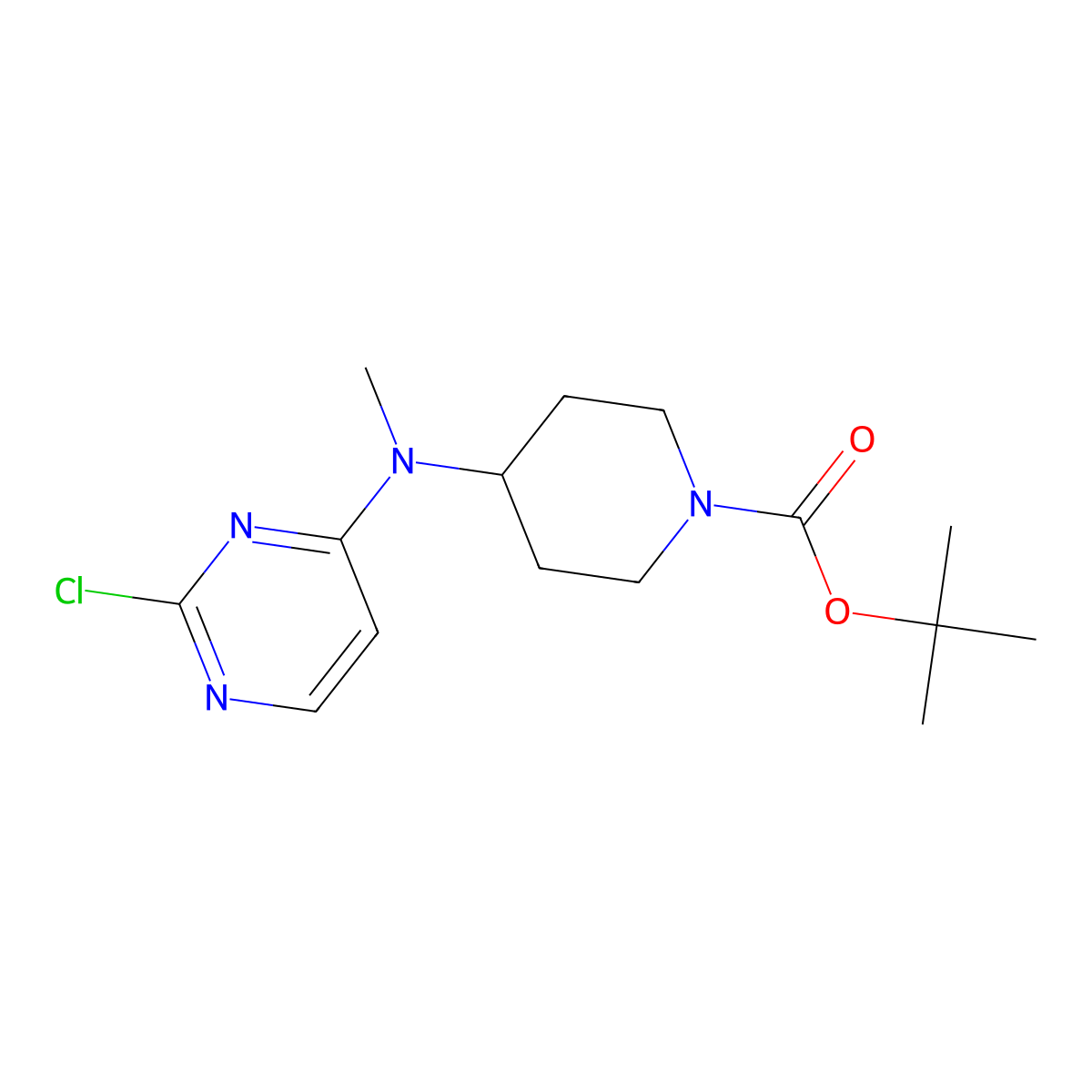 Tert-butyl 4-((2-chloropyrimidin-4-yl)(methyl)amino)piperidine-1-carboxylate molecular structure, CAS 1261233-58-2