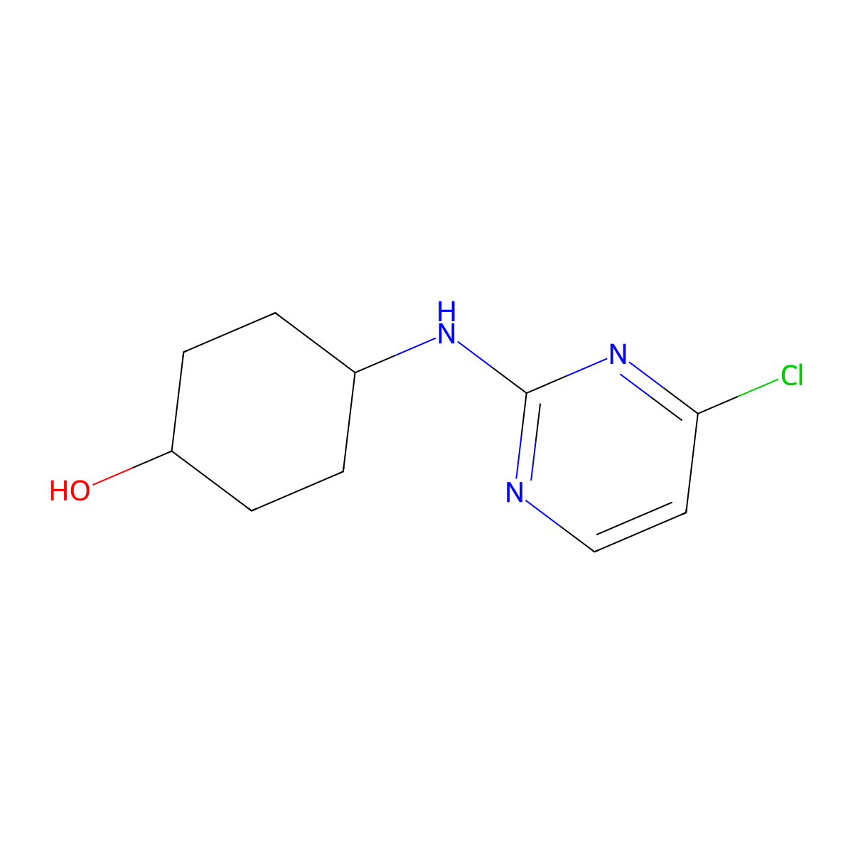 trans-4-((4-Chloropyrimidin-2-yl)amino)cyclohexanol molecular structure, CAS 1261233-60-6