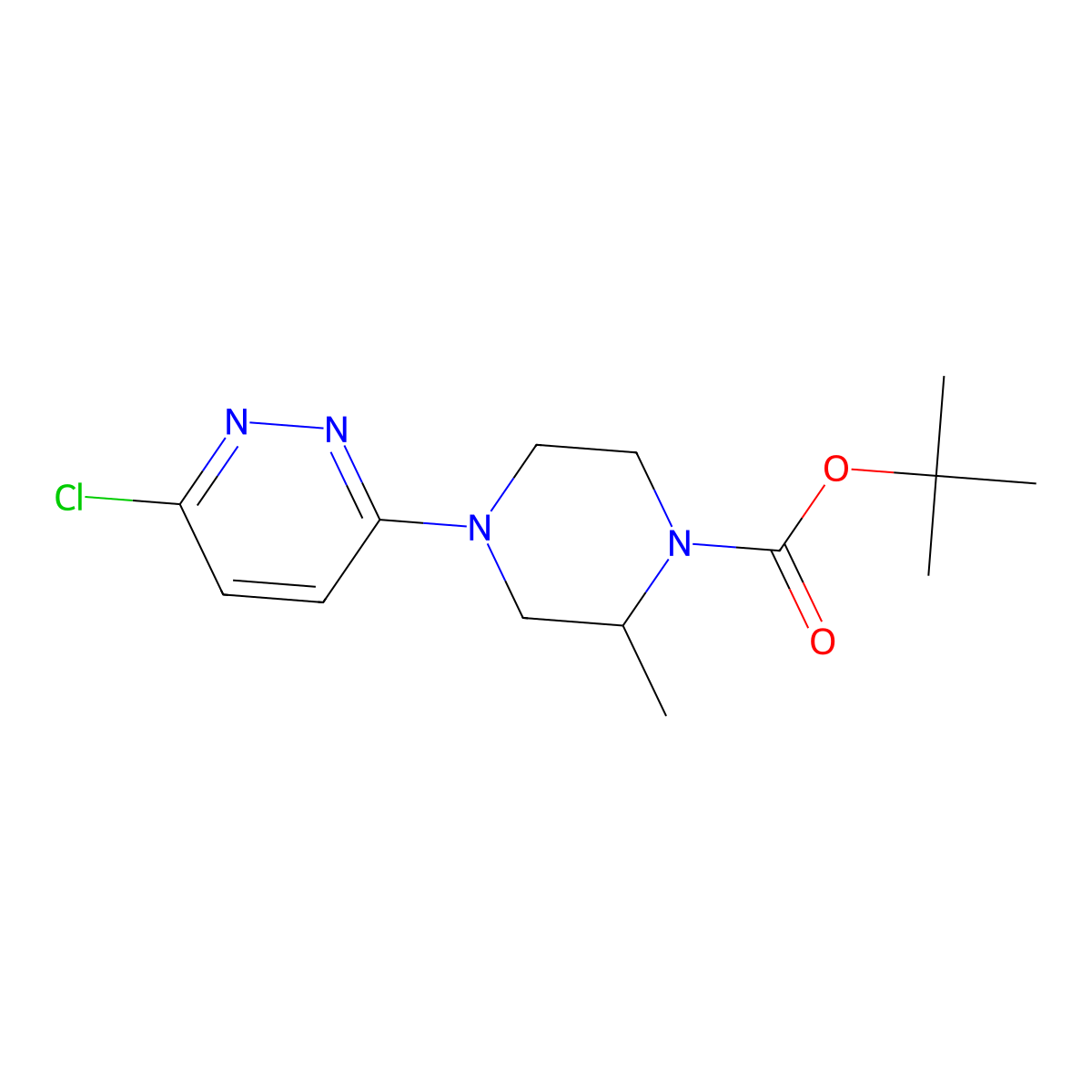 tert-Butyl 4-(6-chloropyridazin-3-yl)-2-methylpiperazine-1-carboxylate molecular structure, CAS 1261233-63-9