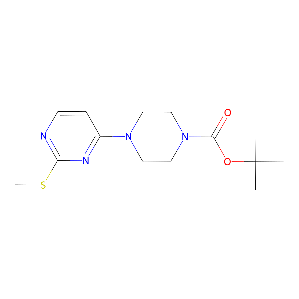 4-(2-Methylsulfanyl-pyrimidin-4-yl)-piperazine-1-carboxylic acid tert-butyl ester molecular structure, CAS 1261233-83-3