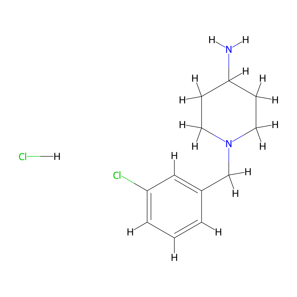 1-(3-Chlorobenzyl)piperidin-4-amine hydrochloride molecular structure, CAS 1261233-92-4