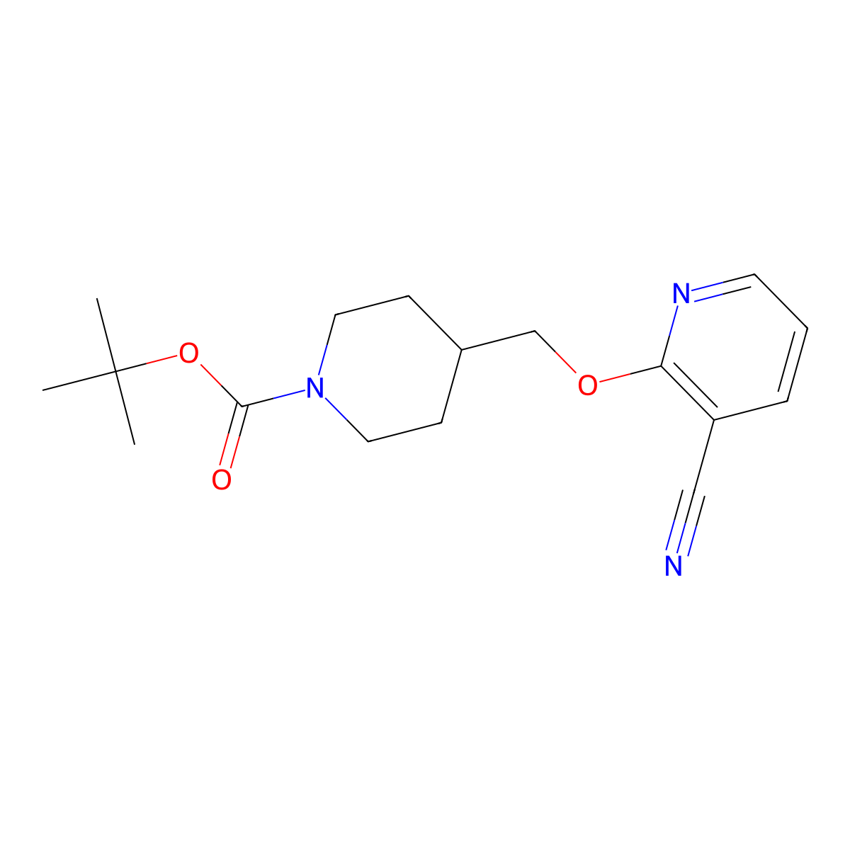 4-(3-Cyano-pyridin-2-yloxymethyl)-piperidine-1-carboxylic acid tert-butyl ester molecular structure, CAS 1261233-95-7