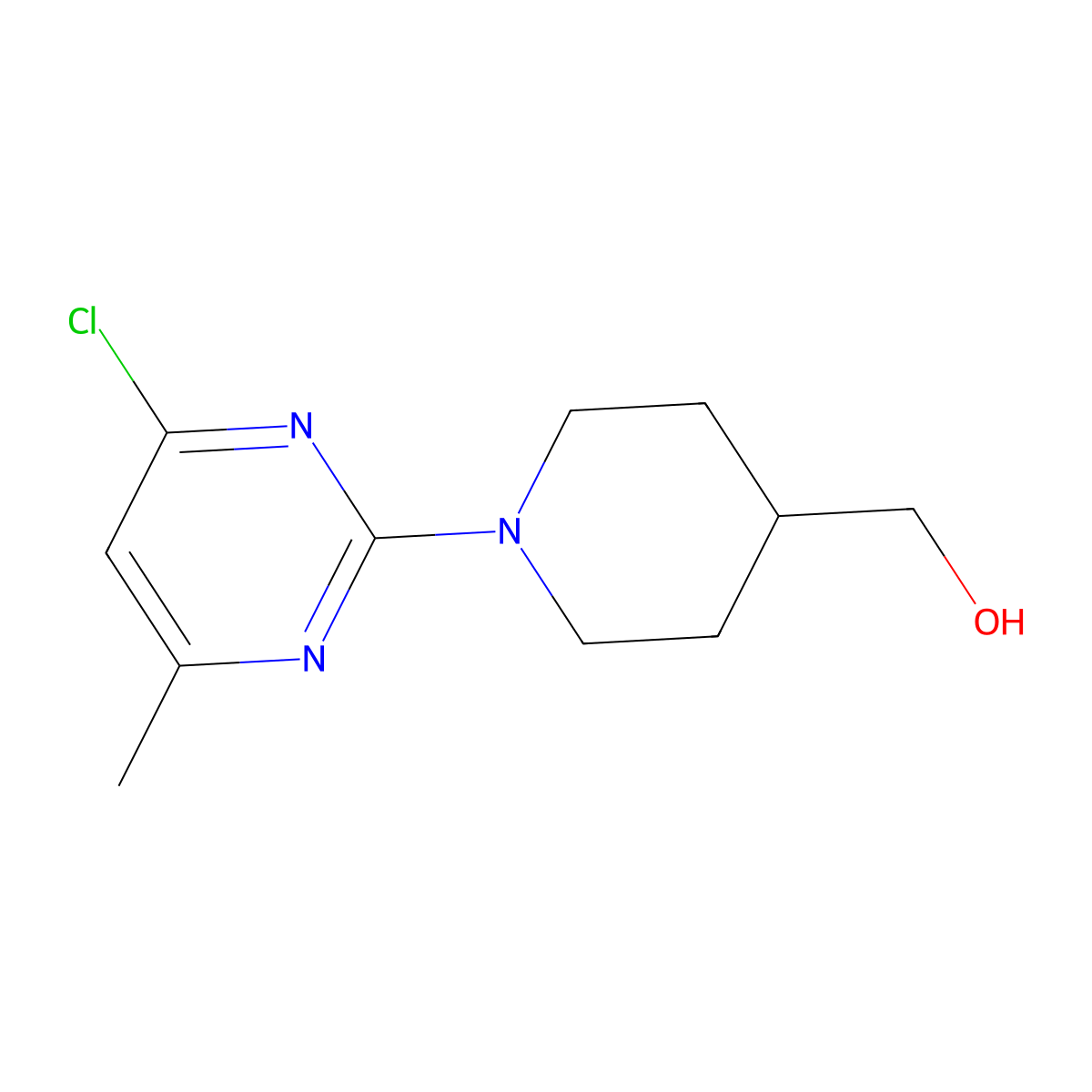 (1-(4-Chloro-6-methylpyrimidin-2-yl)piperidin-4-yl)methanol molecular structure, CAS 1261234-01-8