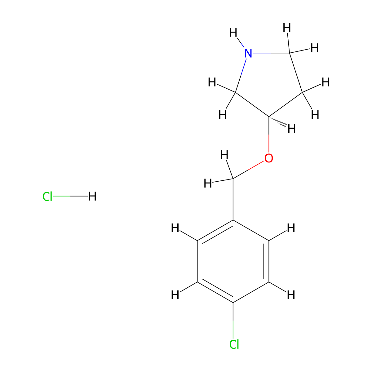 (R)-3-(4-Chloro-benzyloxy)-pyrrolidine hydrochloride molecular structure, CAS 1261234-02-9