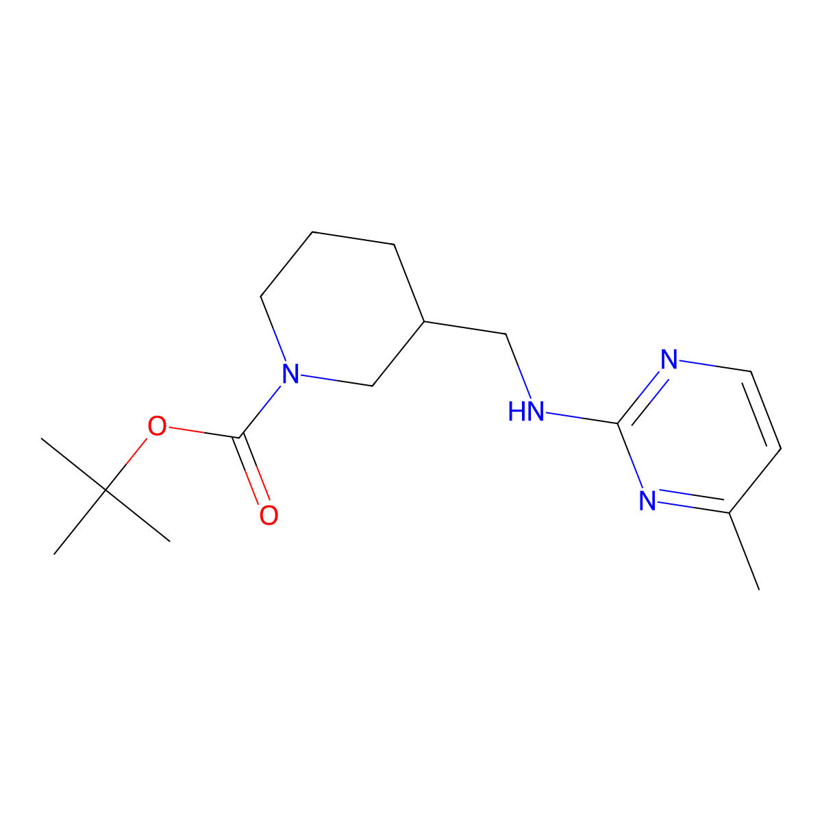 tert-Butyl 3-(((4-methylpyrimidin-2-yl)amino)methyl)piperidine-1-carboxylate molecular structure, CAS 1261234-15-4