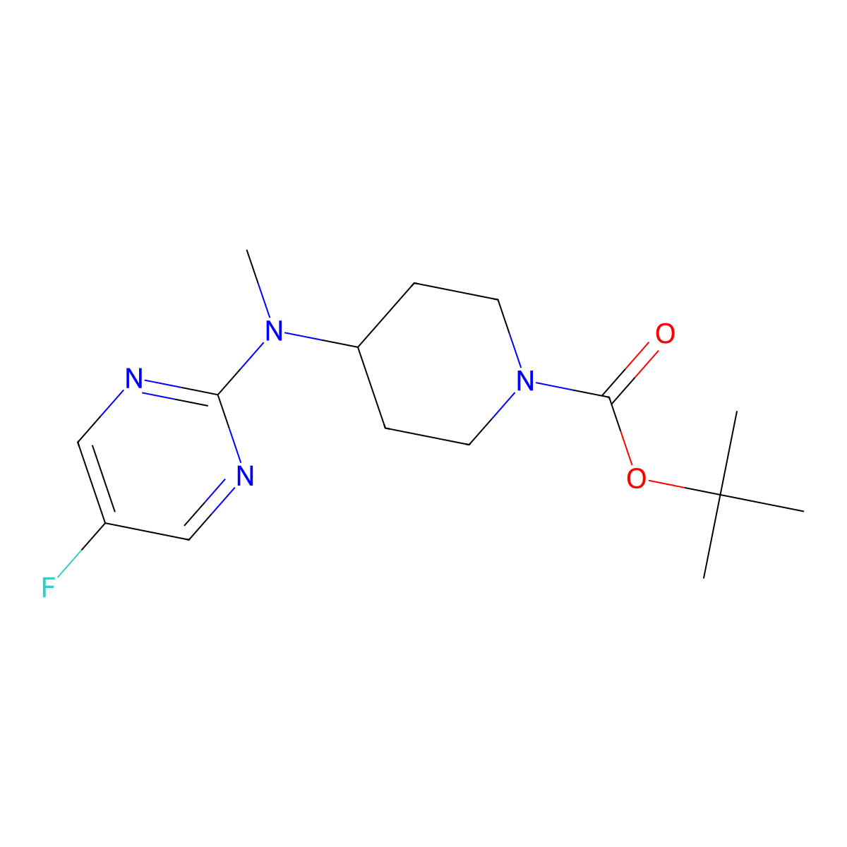 Tert-butyl 4-((5-fluoropyrimidin-2-yl)(methyl)amino)piperidine-1-carboxylate molecular structure, CAS 1261234-16-5