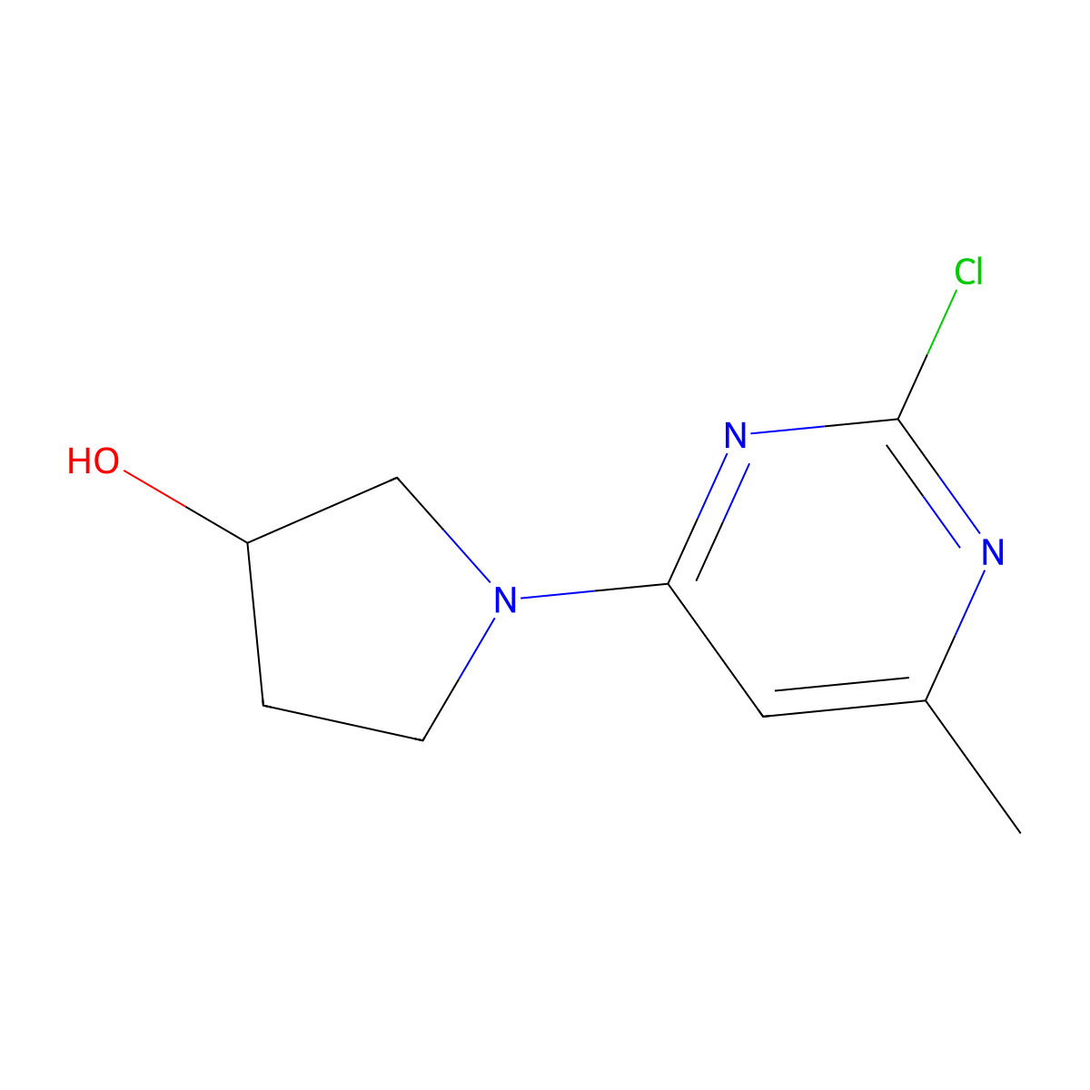 (R)-1-(2-Chloro-6-methylpyrimidin-4-yl)pyrrolidin-3-ol molecular structure, CAS 1261234-21-2
