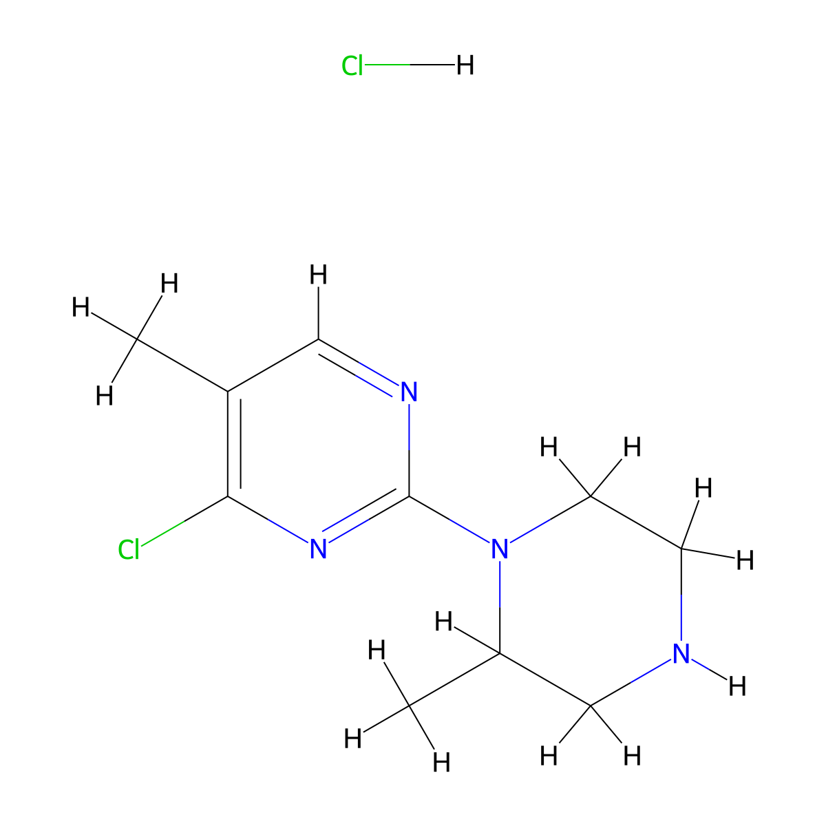 4-Chloro-5-methyl-2-(2-methylpiperazin-1-yl)pyrimidine hydrochloride molecular structure, CAS 1261234-26-7