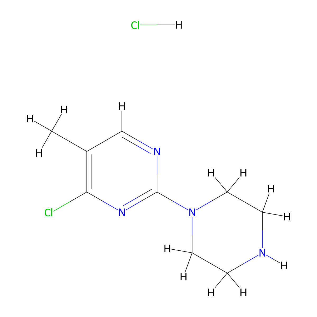 4-Chloro-5-methyl-2-piperazin-1-yl-pyrimidine hydrochloride molecular structure, CAS 1261234-32-5