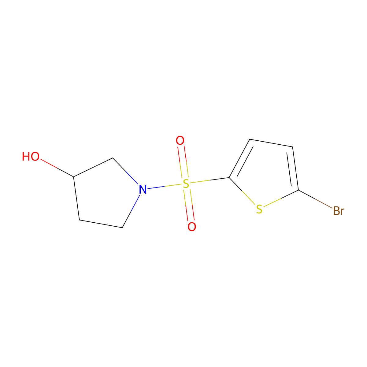 (S)-1-(5-Bromo-thiophene-2-sulfonyl)-pyrrolidin-3-ol molecular structure, CAS 1261234-58-5