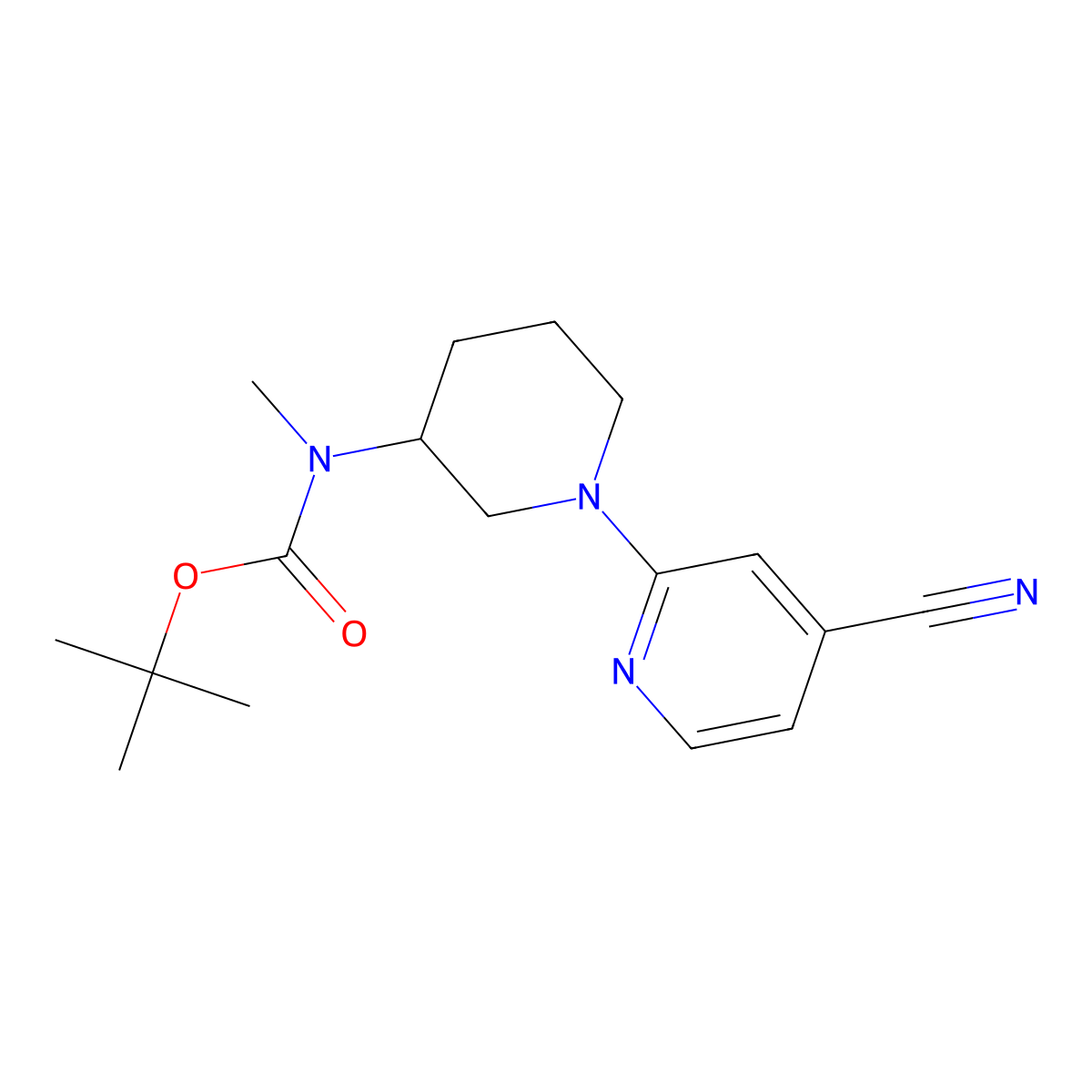 tert-Butyl (1-(4-cyanopyridin-2-yl)piperidin-3-yl)(methyl)carbamate molecular structure, CAS 1261234-61-0