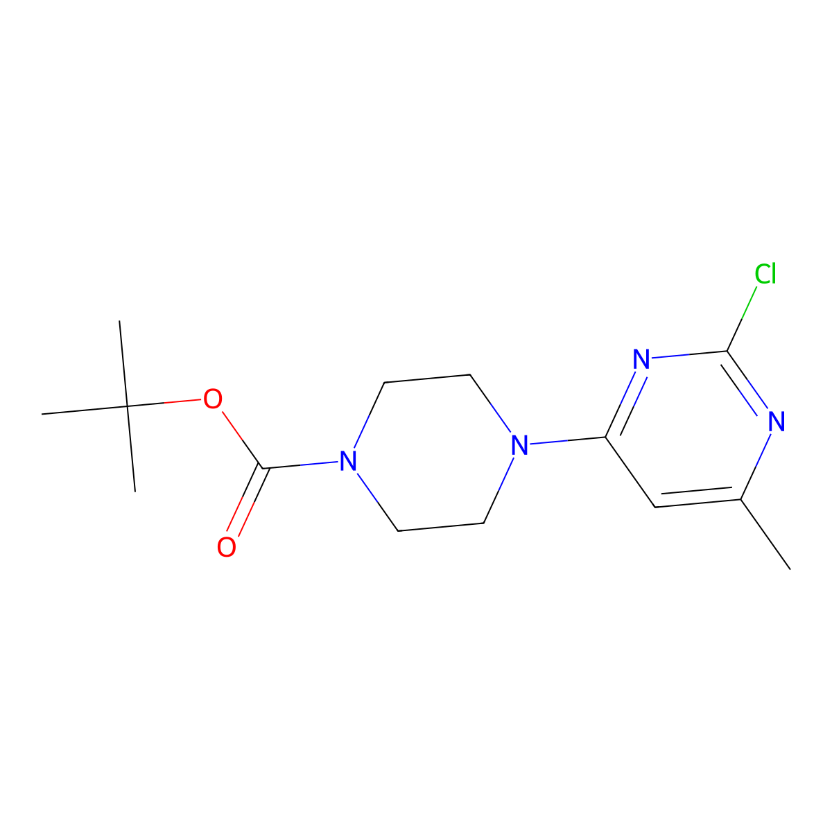Tert-butyl 4-(2-chloro-6-methylpyrimidin-4-yl)piperazine-1-carboxylate molecular structure, CAS 1261234-68-7