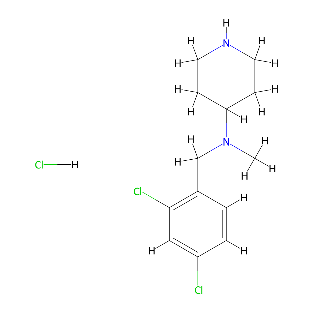 (2,4-Dichloro-benzyl)-methyl-piperidin-4-yl-amine hydrochloride molecular structure, CAS 1261234-75-6