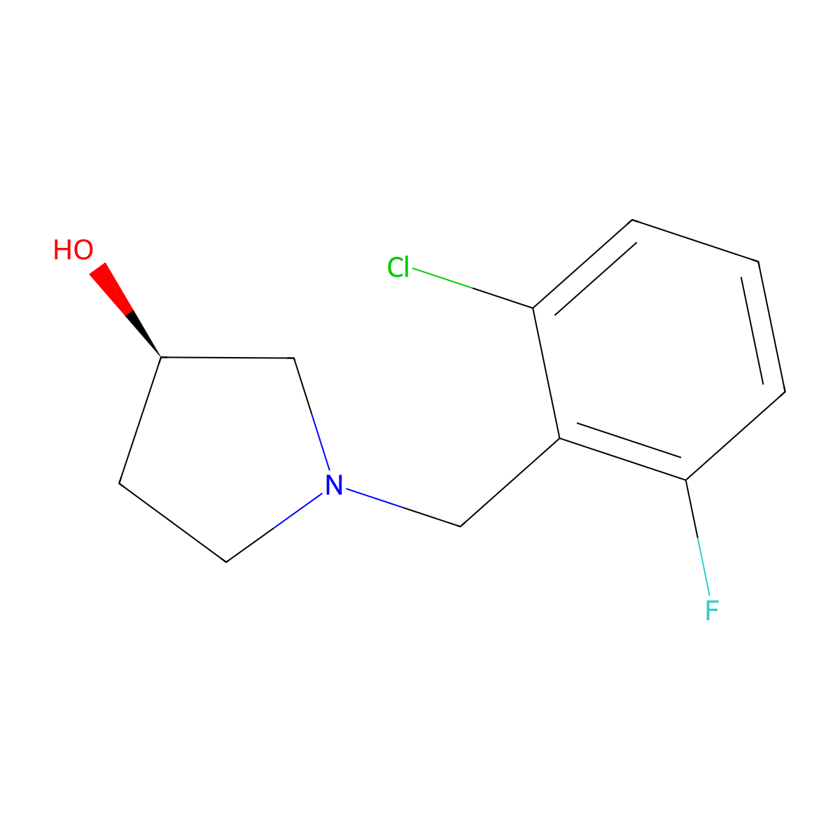 (R)-1-(2-Chloro-6-fluorobenzyl)pyrrolidin-3-ol molecular structure, CAS 1261234-77-8