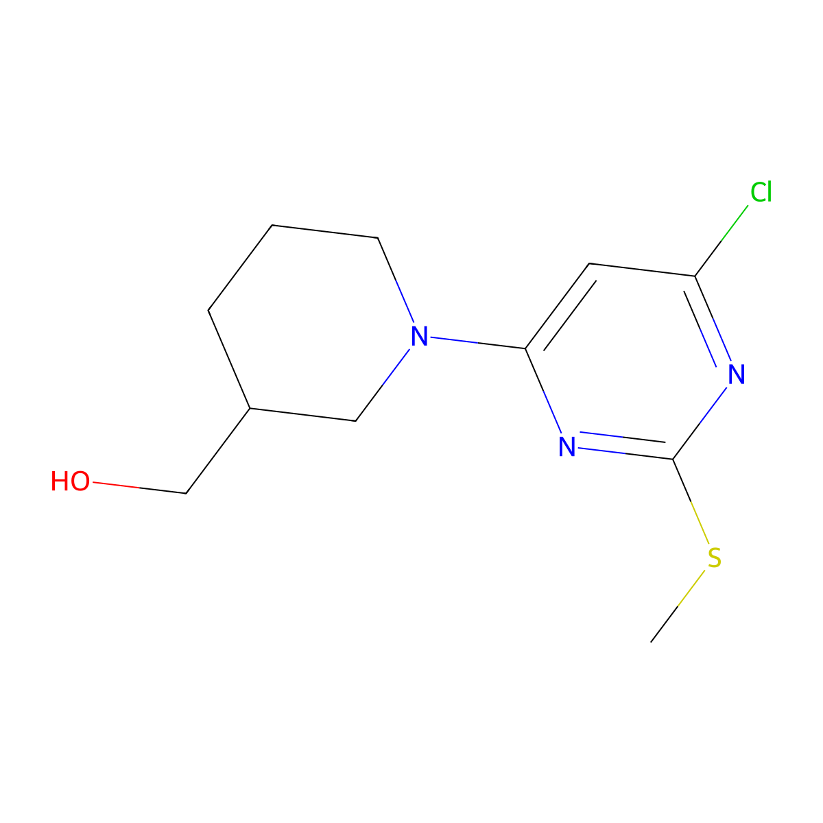 (1-(6-Chloro-2-(methylthio)pyrimidin-4-yl)piperidin-3-yl)methanol molecular structure, CAS 1261234-82-5