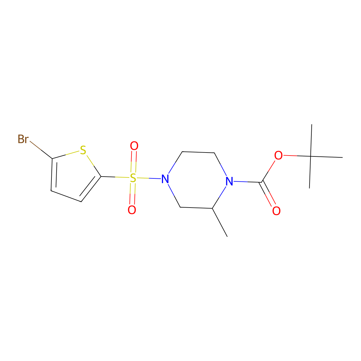 tert-Butyl 4-((5-bromothiophen-2-yl)sulfonyl)-2-methylpiperazine-1-carboxylate molecular structure, CAS 1261234-91-6