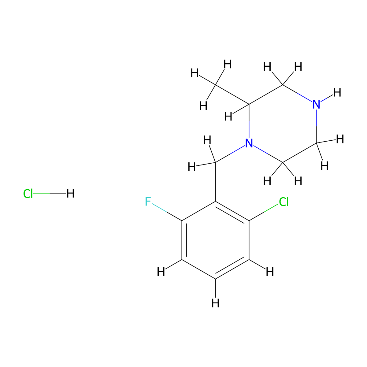 1-(2-Chloro-6-fluorobenzyl)-2-methylpiperazine hydrochloride molecular structure, CAS 1261234-92-7