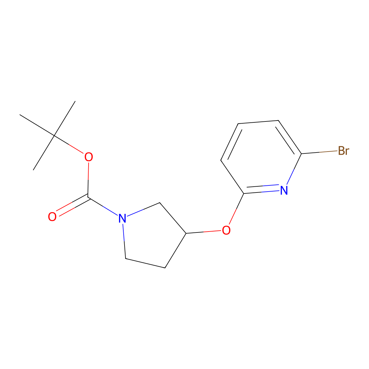 (R)-3-(6-Bromo-pyridin-2-yloxy)-pyrrolidine-1-carboxylic acid tert-butyl ester molecular structure, CAS 1261234-93-8