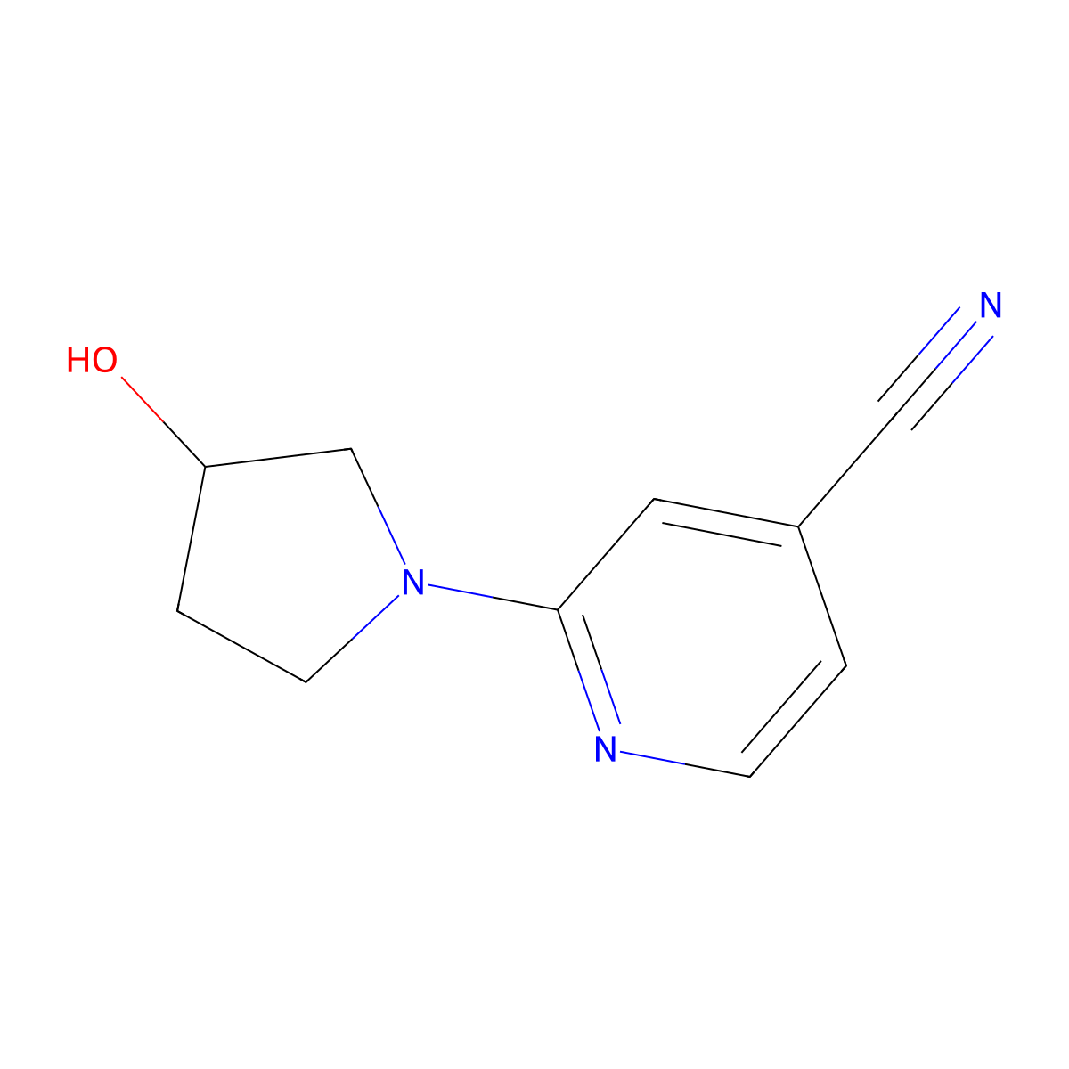 2-(3-Hydroxypyrrolidin-1-yl)isonicotinonitrile molecular structure, CAS 1261234-97-2