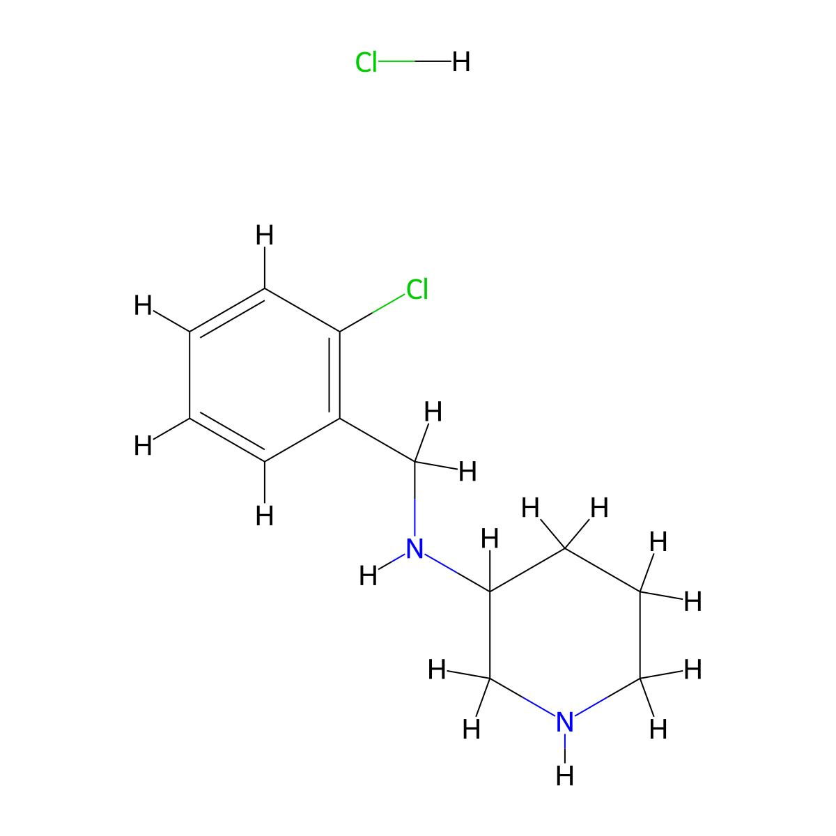 N-(2-Chlorobenzyl)piperidin-3-amine hydrochloride molecular structure, CAS 1261235-11-3