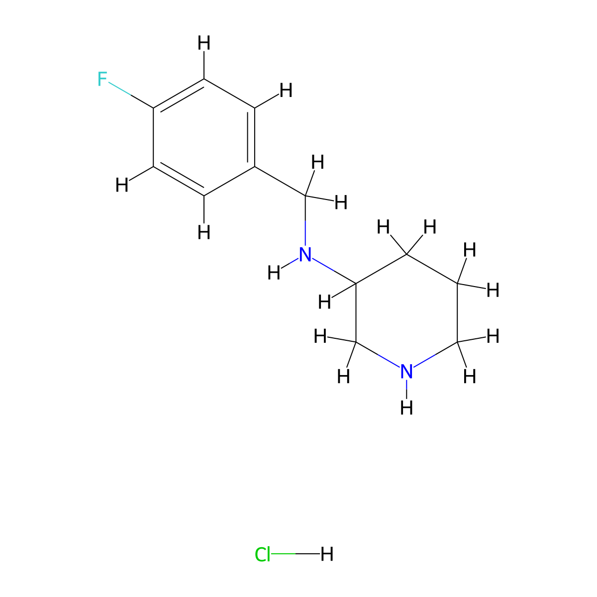 N-(4-Fluorobenzyl)piperidin-3-amine hydrochloride molecular structure, CAS 1261235-14-6