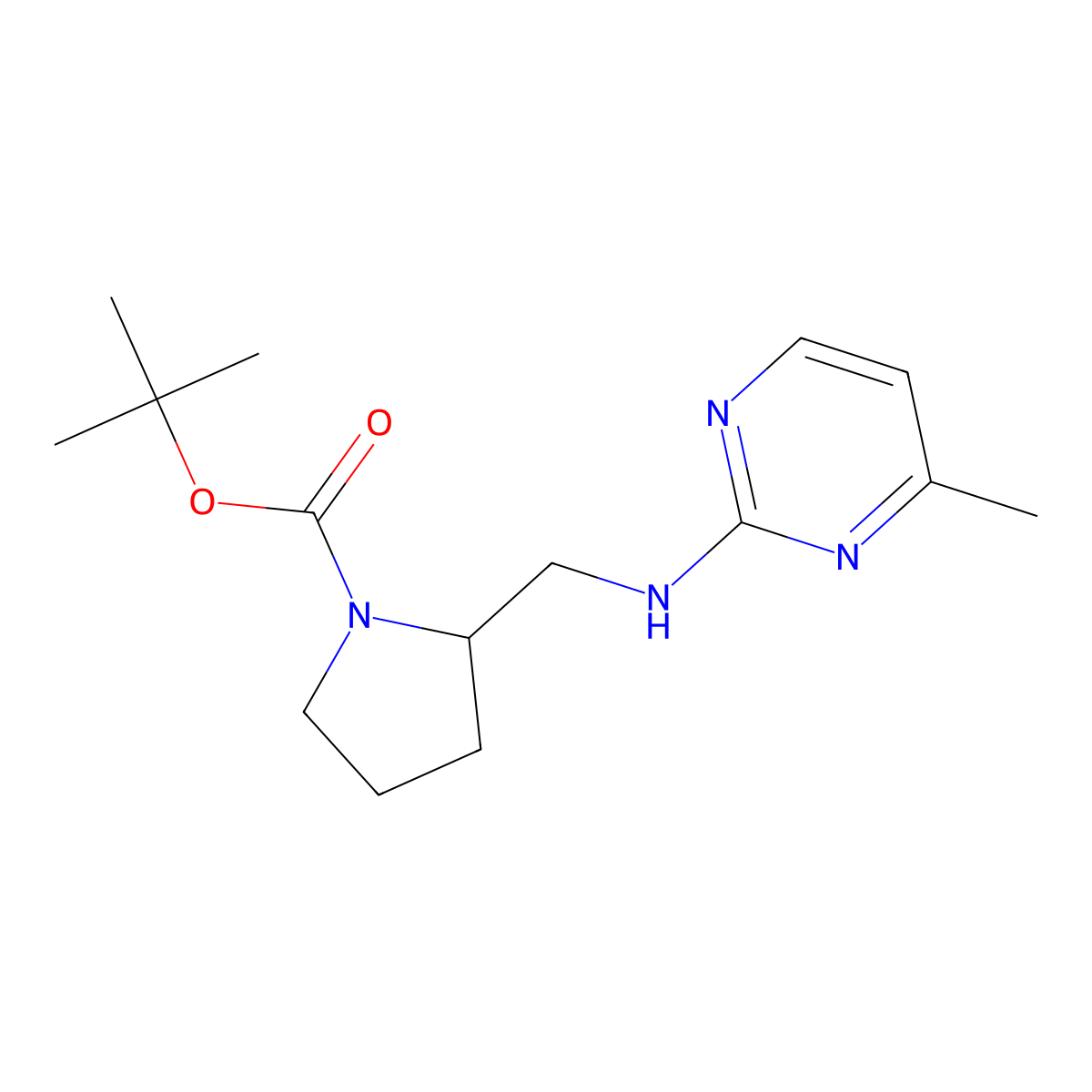 tert-Butyl 2-(((4-methylpyrimidin-2-yl)amino)methyl)pyrrolidine-1-carboxylate molecular structure, CAS 1261235-33-9