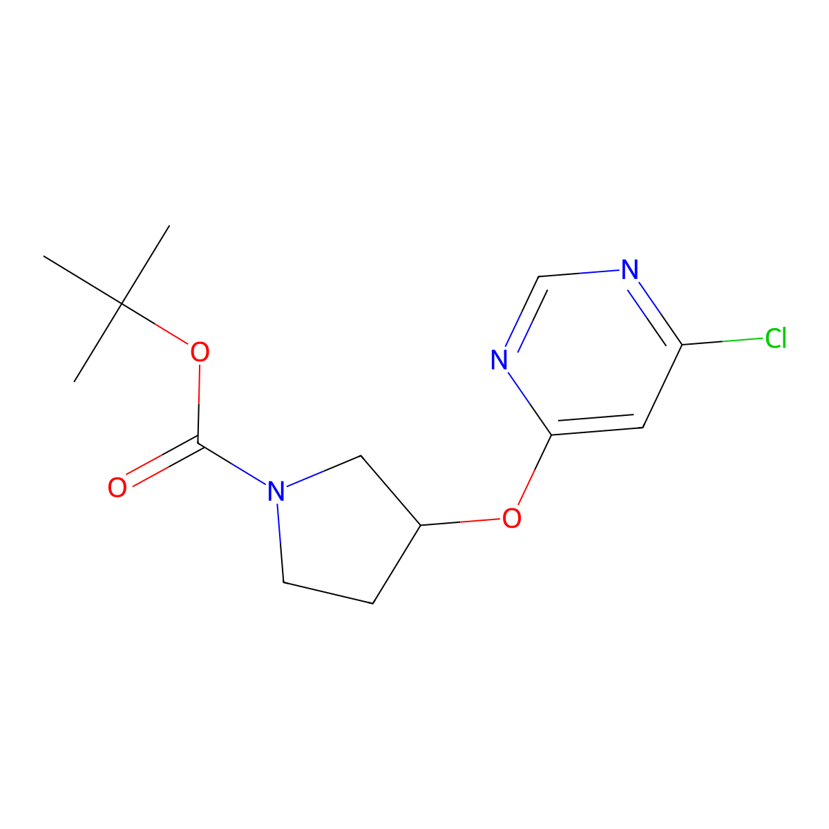 (R)-tert-Butyl 3-((6-chloropyrimidin-4-yl)oxy)pyrrolidine-1-carboxylate molecular structure, CAS 1261235-50-0