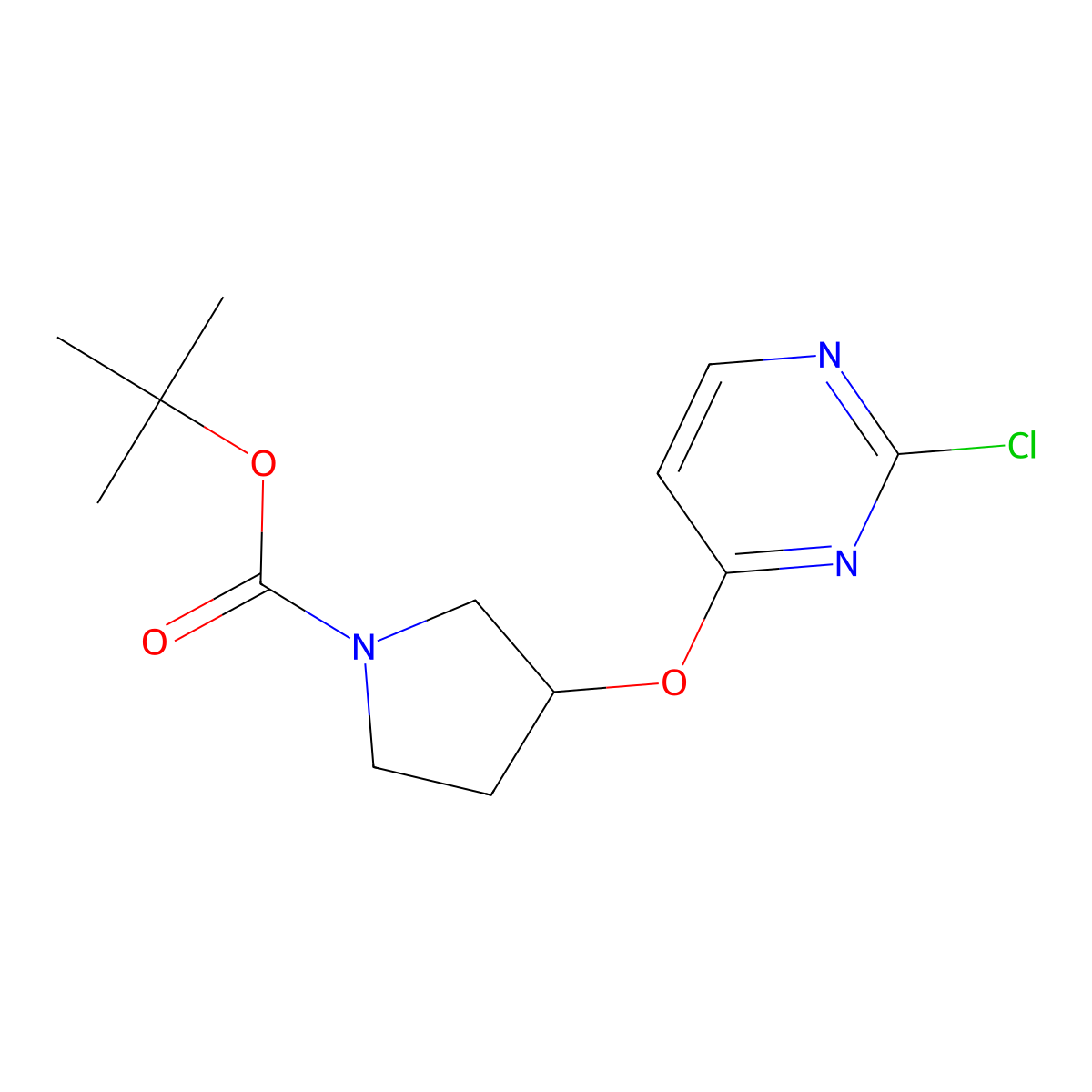 (S)-3-(2-Chloro-pyrimidin-4-yloxy)-pyrrolidine-1-carboxylic acid tert-butyl ester molecular structure, CAS 1261235-62-4