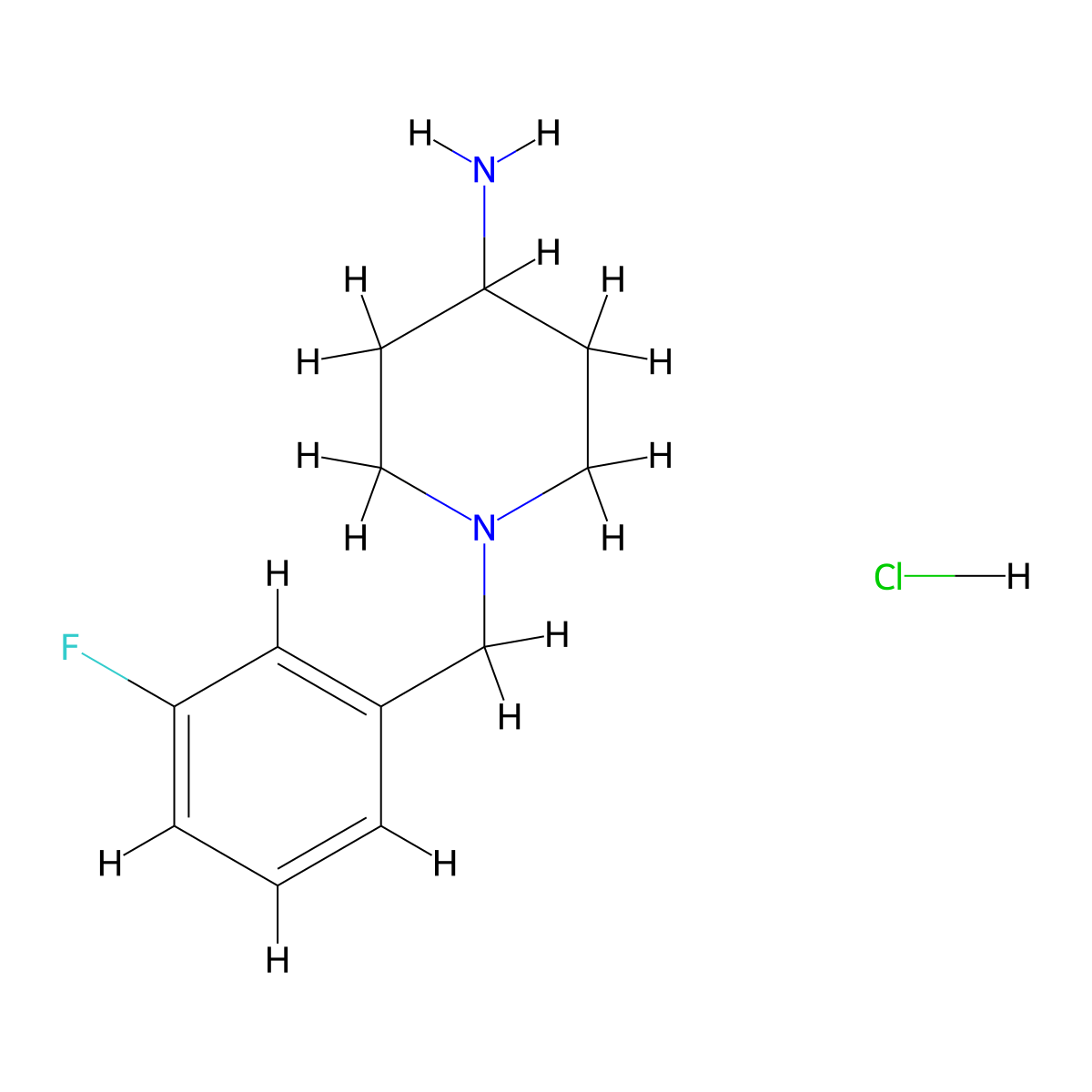 1-(3-Fluorobenzyl)piperidin-4-amine hydrochloride molecular structure, CAS 1261235-63-5