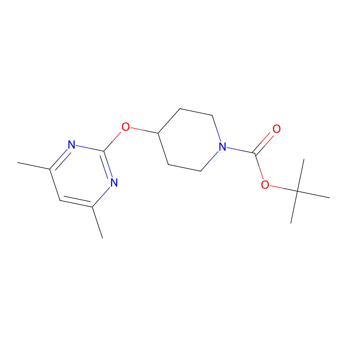 tert-Butyl 4-((4,6-dimethylpyrimidin-2-yl)oxy)piperidine-1-carboxylate molecular structure, CAS 1261235-86-2