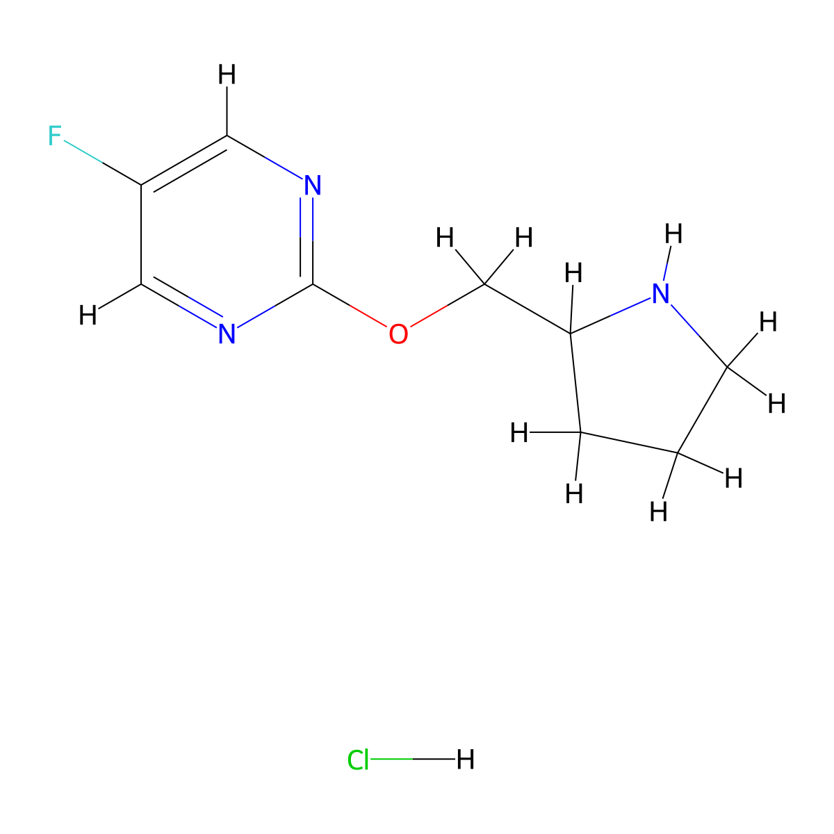 5-Fluoro-2-(pyrrolidin-2-ylmethoxy)pyrimidine hydrochloride molecular structure, CAS 1261235-88-4