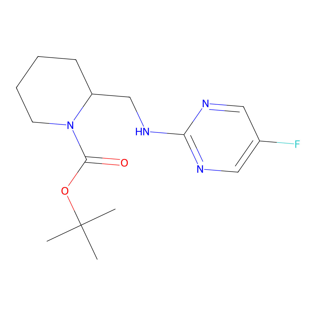 2-[(5-Fluoro-pyrimidin-2-ylamino)-methyl]-piperidine-1-carboxylic acid tert-butyl ester molecular structure, CAS 1261235-94-2
