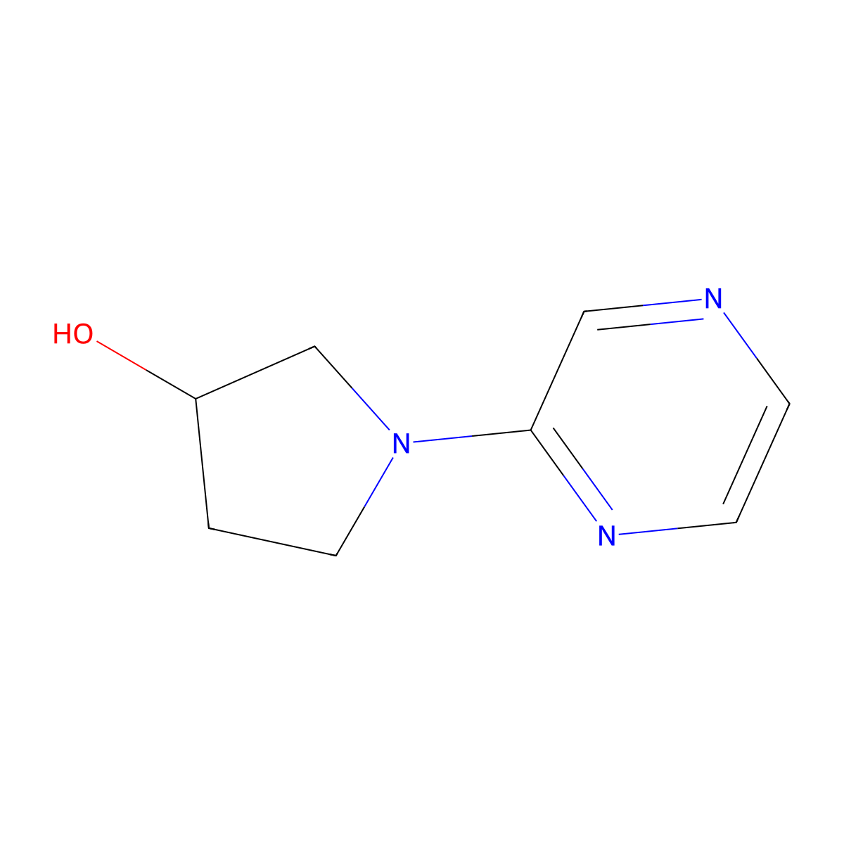 1-(Pyrazin-2-yl)pyrrolidin-3-ol molecular structure, CAS 1261236-01-4
