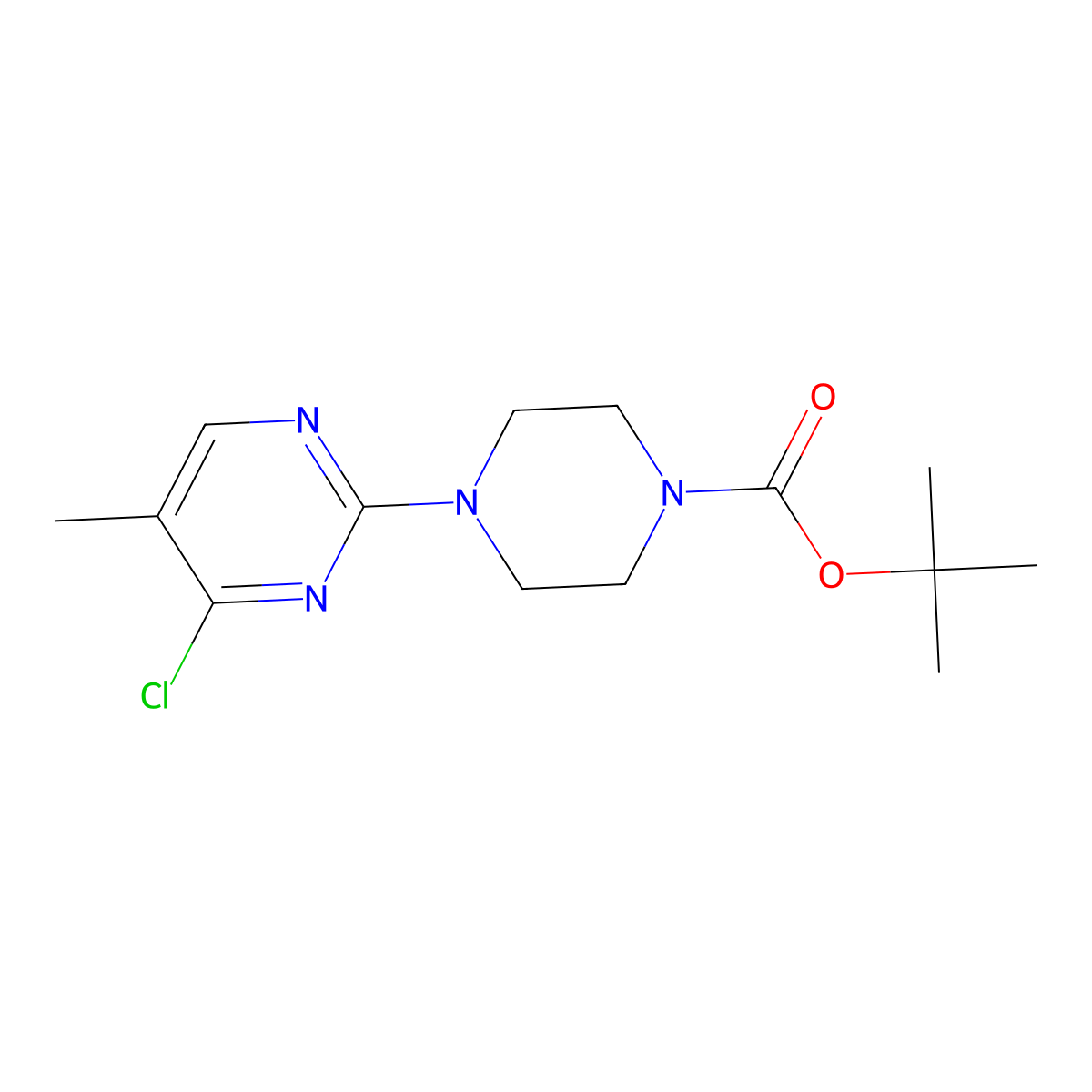 Tert-butyl 4-(4-chloro-5-methylpyrimidin-2-yl)piperazine-1-carboxylate molecular structure, CAS 1261236-07-0