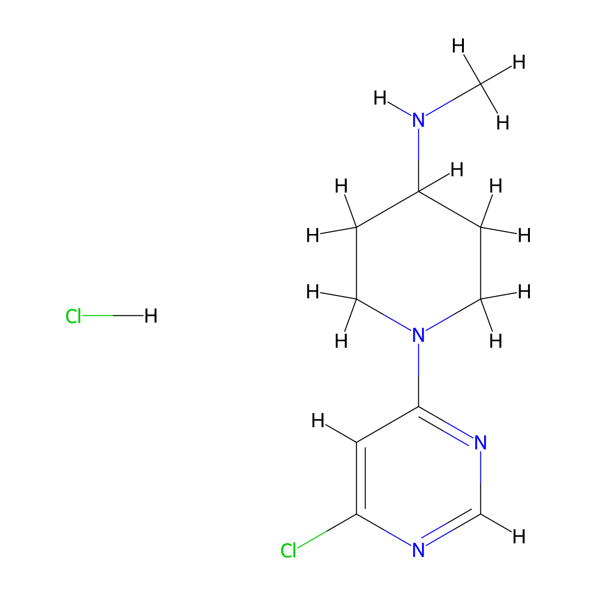 [1-(6-Chloro-pyrimidin-4-yl)-piperidin-4-yl]-methyl-amine hydrochloride molecular structure, CAS 1261236-14-9