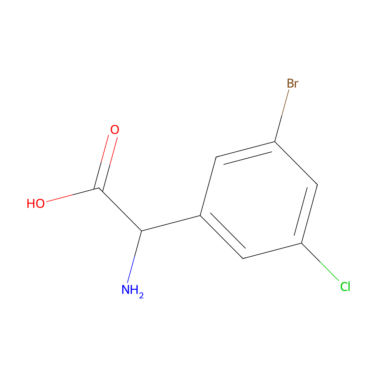 2-Amino-2-(3-bromo-5-chlorophenyl)acetic acid molecular structure, CAS 1261236-22-9
