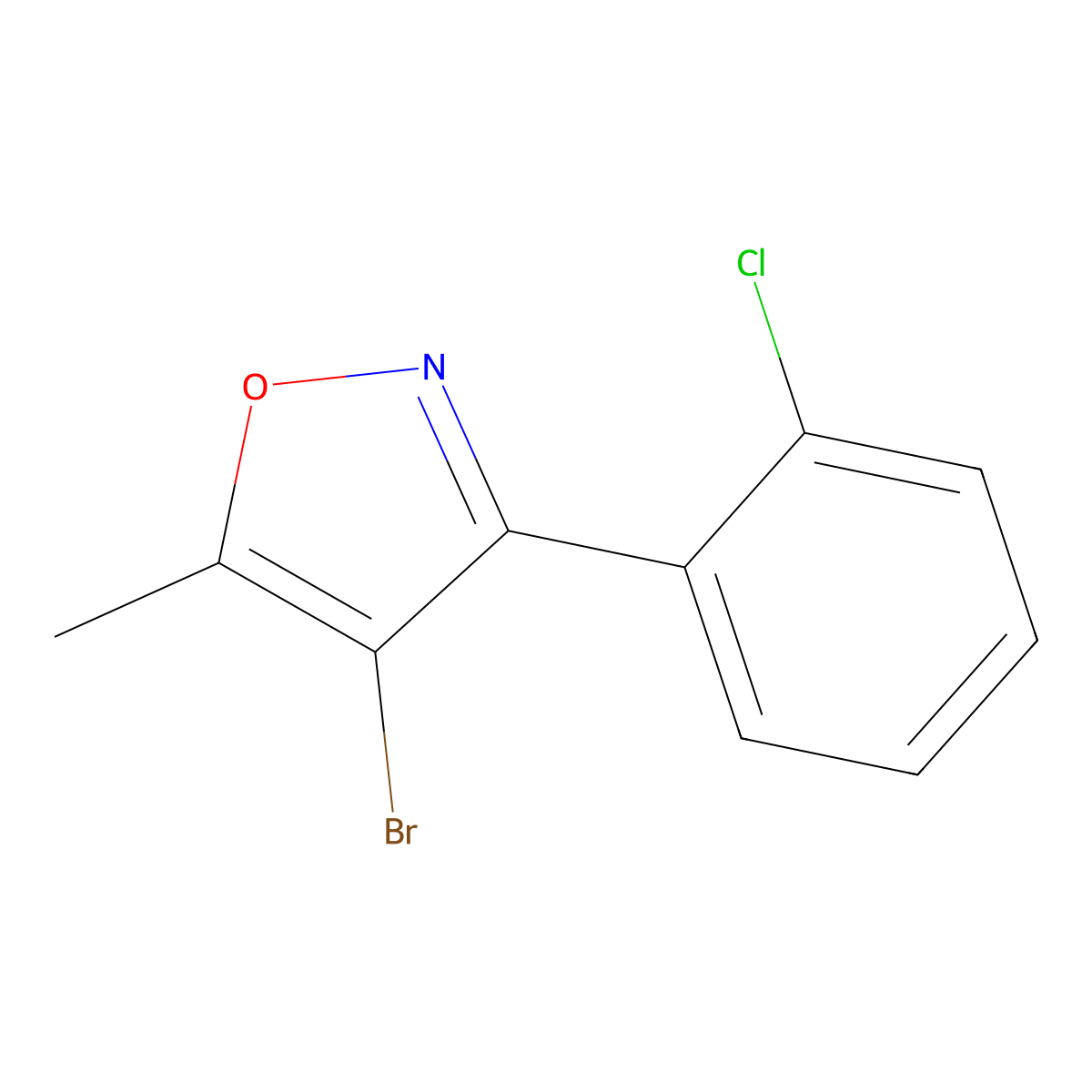 4-Bromo-3-(2-chlorophenyl)-5-methyl-1,2-oxazole molecular structure, CAS 1261236-39-8