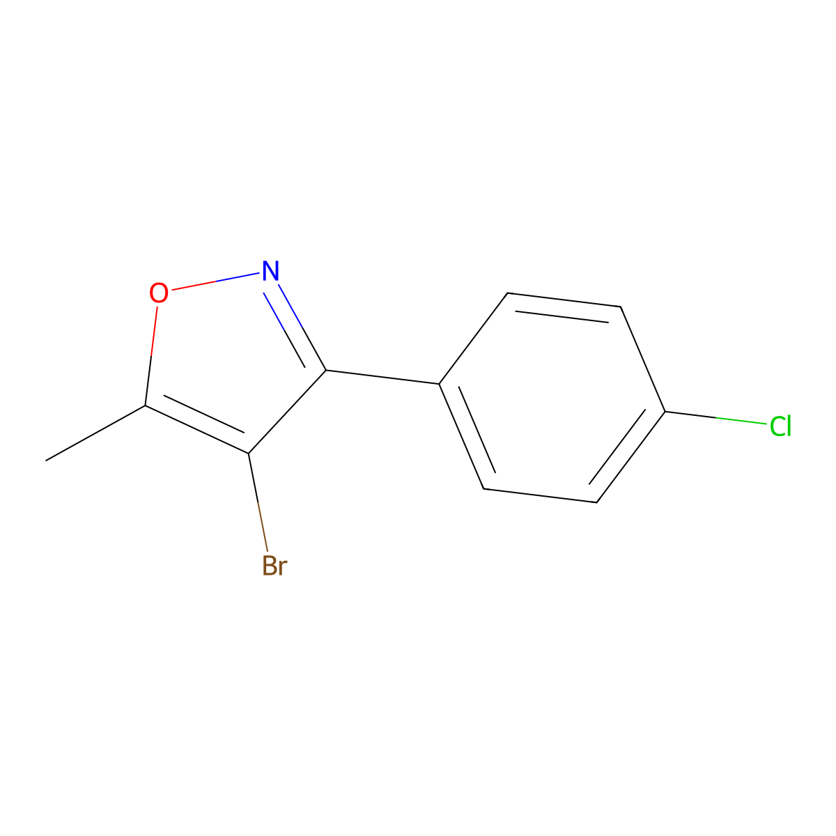 4-Bromo-3-(4-chlorophenyl)-5-methyl-1,2-oxazole molecular structure, CAS 1261236-53-6
