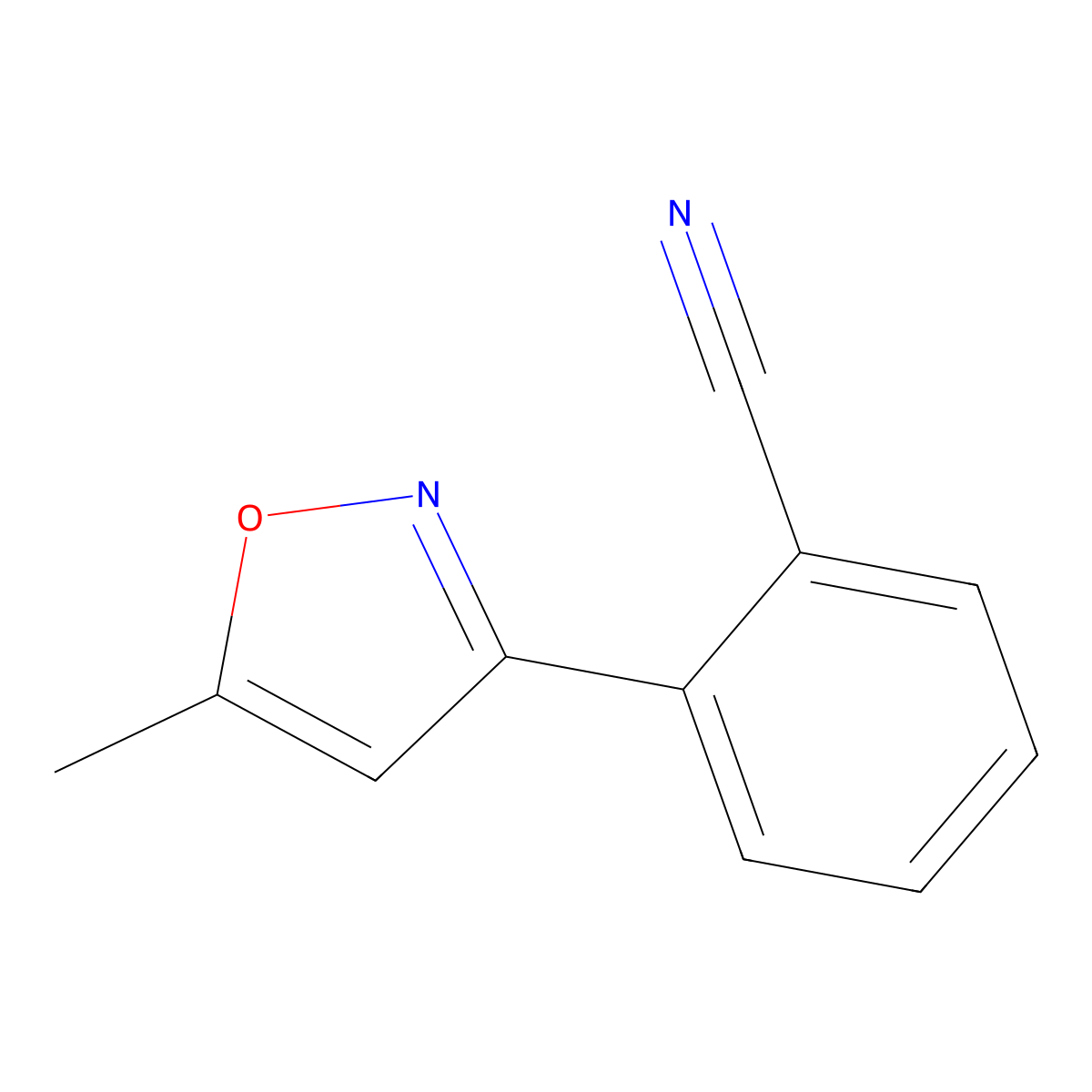 2-(5-Methyl-isoxazol-3-yl)-benzonitrile molecular structure, CAS 1261236-64-9