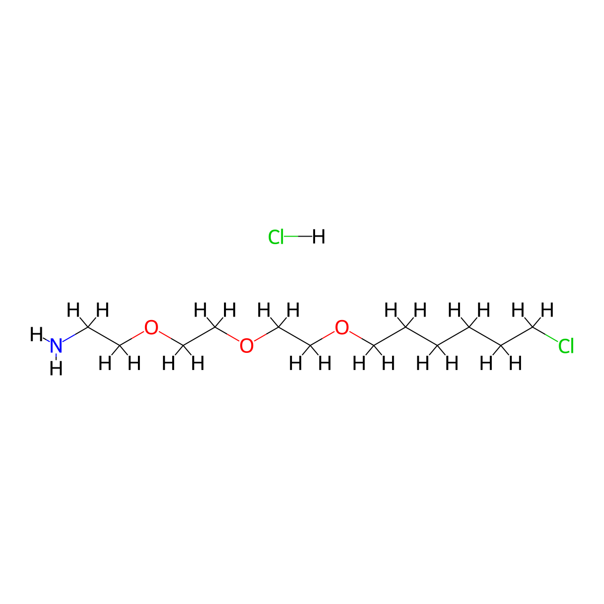 2-(2-(2-((6-Chlorohexyl)oxy)ethoxy)ethoxy)ethan-1-amine hydrochloride molecular structure, CAS 1261238-19-0