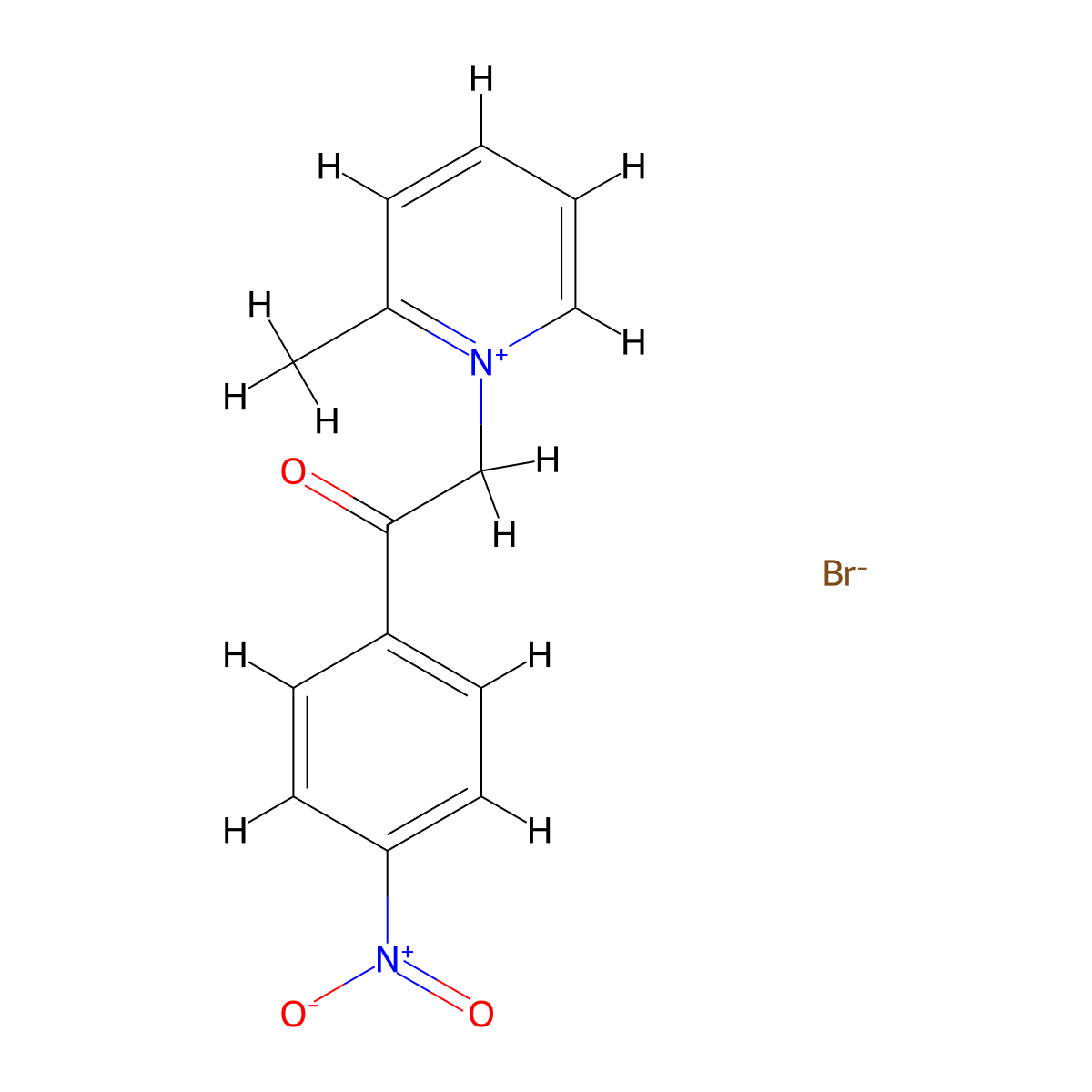 2-Methyl-1-[2-(4-nitrophenyl)-2-oxoethyl]pyridinium bromide molecular structure, CAS 126126-69-0