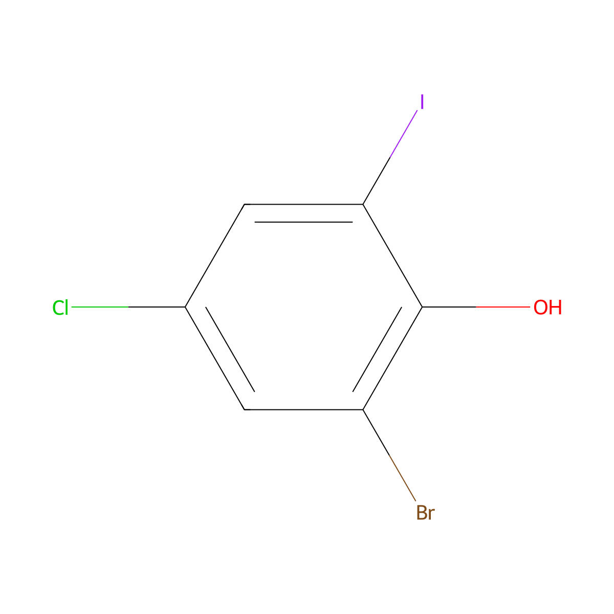 2-Bromo-4-chloro-6-iodophenol molecular structure, CAS 1261266-46-9