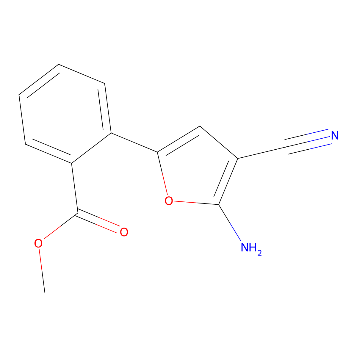 Methyl 2-(5-Amino-4-cyano-2-furyl)benzoate molecular structure, CAS 1261268-76-1