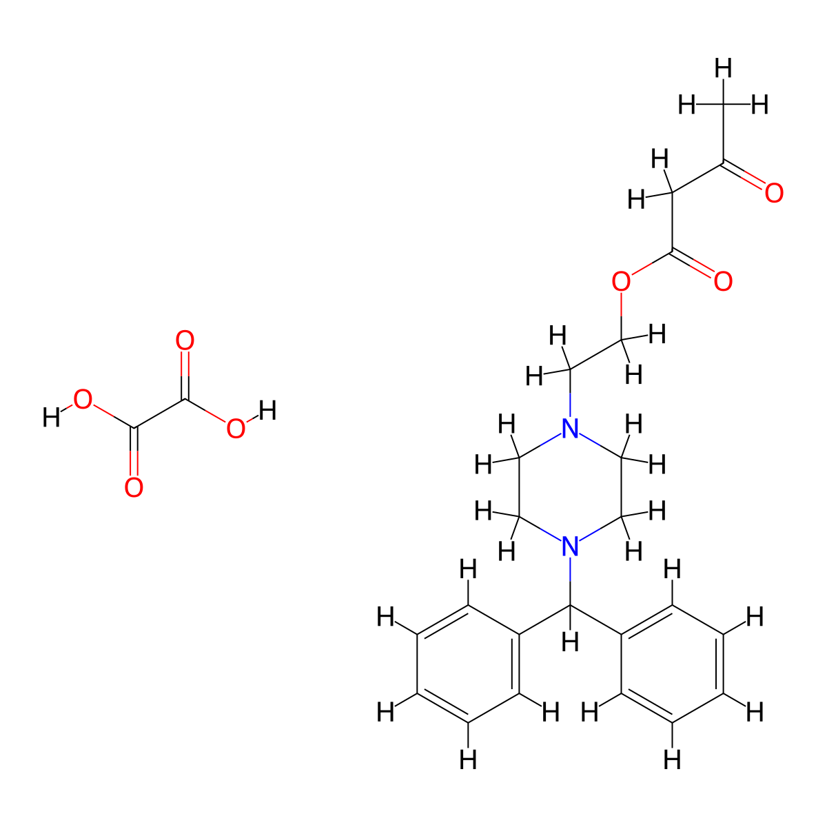 2-(4-Diphenylmethyl-1-piperazinyl)ethyl Acetoacetate Oxalate molecular structure, CAS 1261268-85-2
