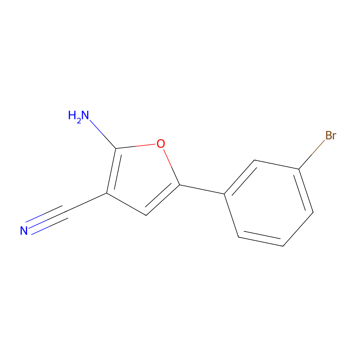 2-Amino-5-(3-bromophenyl)furan-3-carbonitrile molecular structure, CAS 1261268-89-6