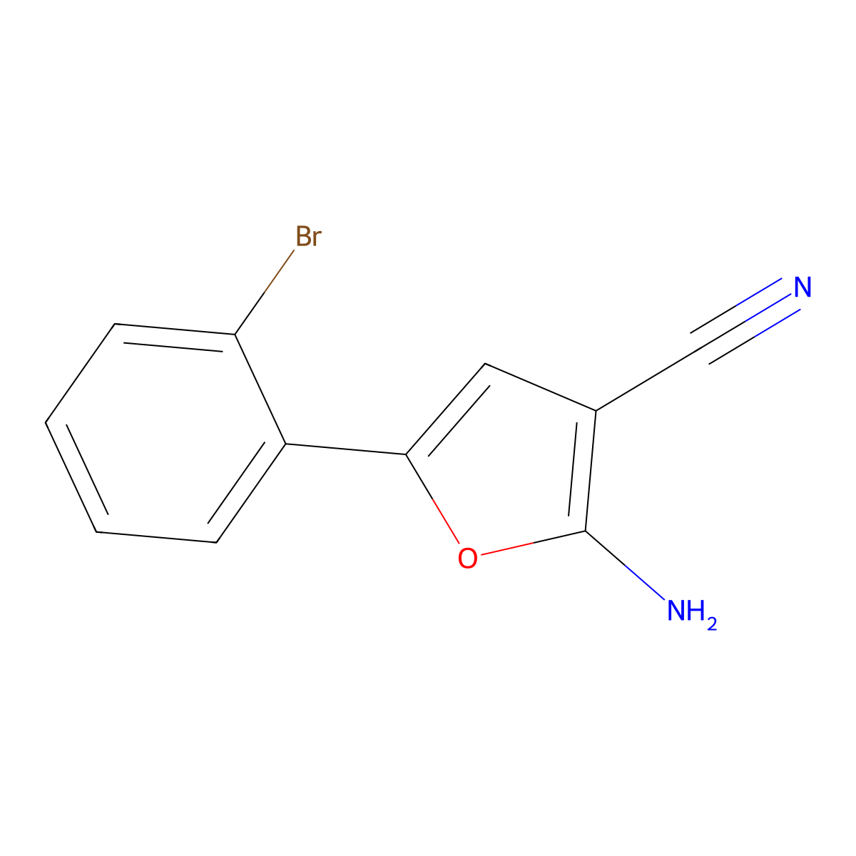 2-Amino-5-(2-bromophenyl)furan-3-carbonitrile molecular structure, CAS 1261268-90-9