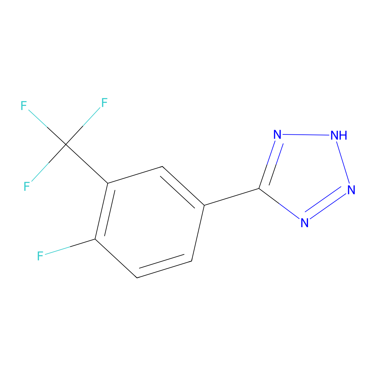 5-[4-Fluoro-3-(trifluoromethyl)phenyl]-2H-tetrazole molecular structure, CAS 1261268-98-7